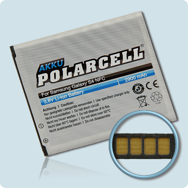 PolarCell® Hochleistungsakku für Samsung Galaxy S4 DuoS GT-i9502 mit NFC-Antenne, ersetzt Originalakku  EB-B600BE - BU - BC